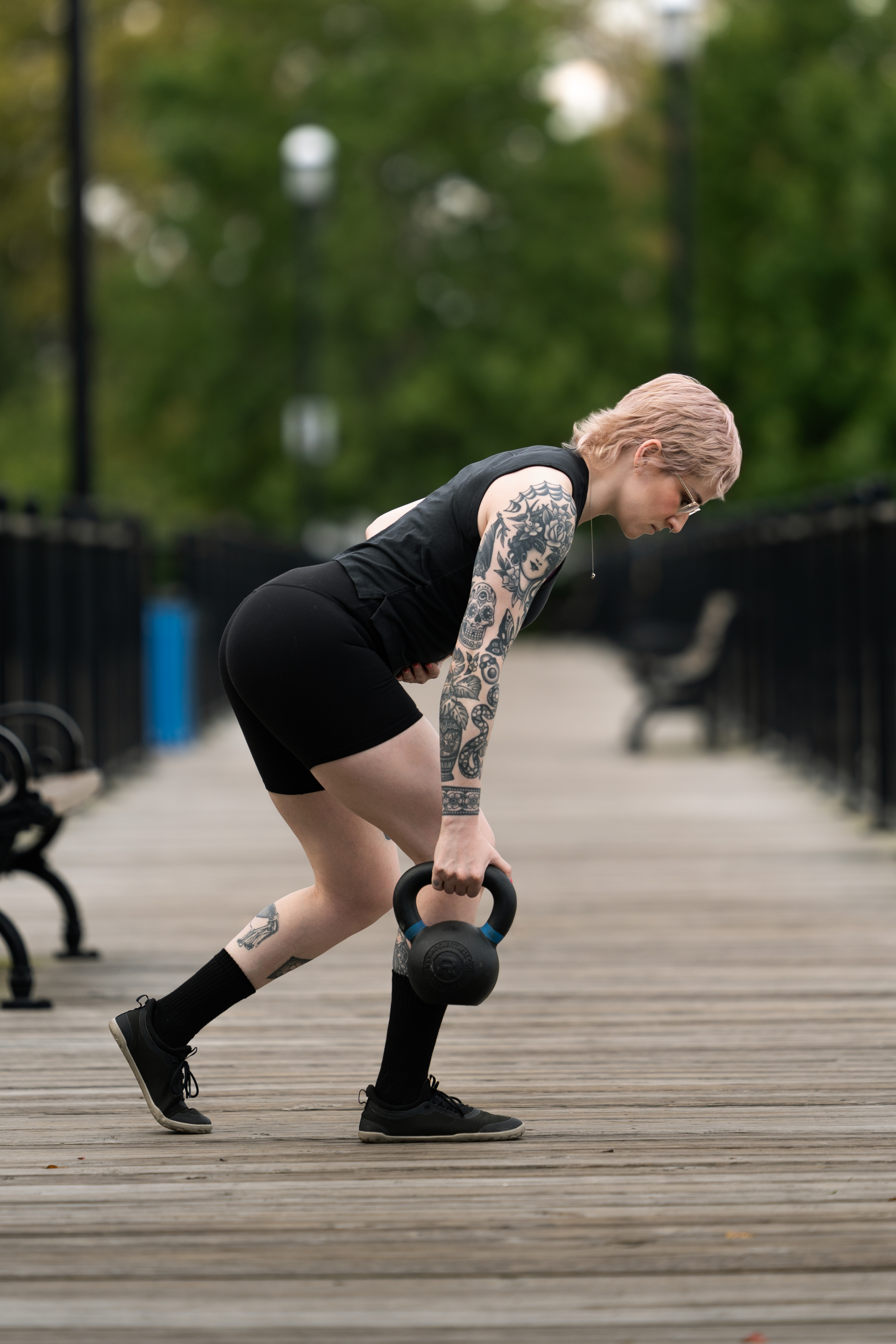 Dr. Alison demonstrating kettle bell